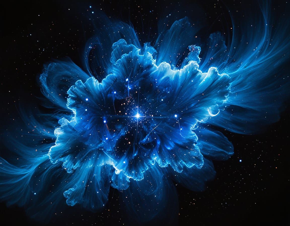 Light Painting of a Blue Nebula