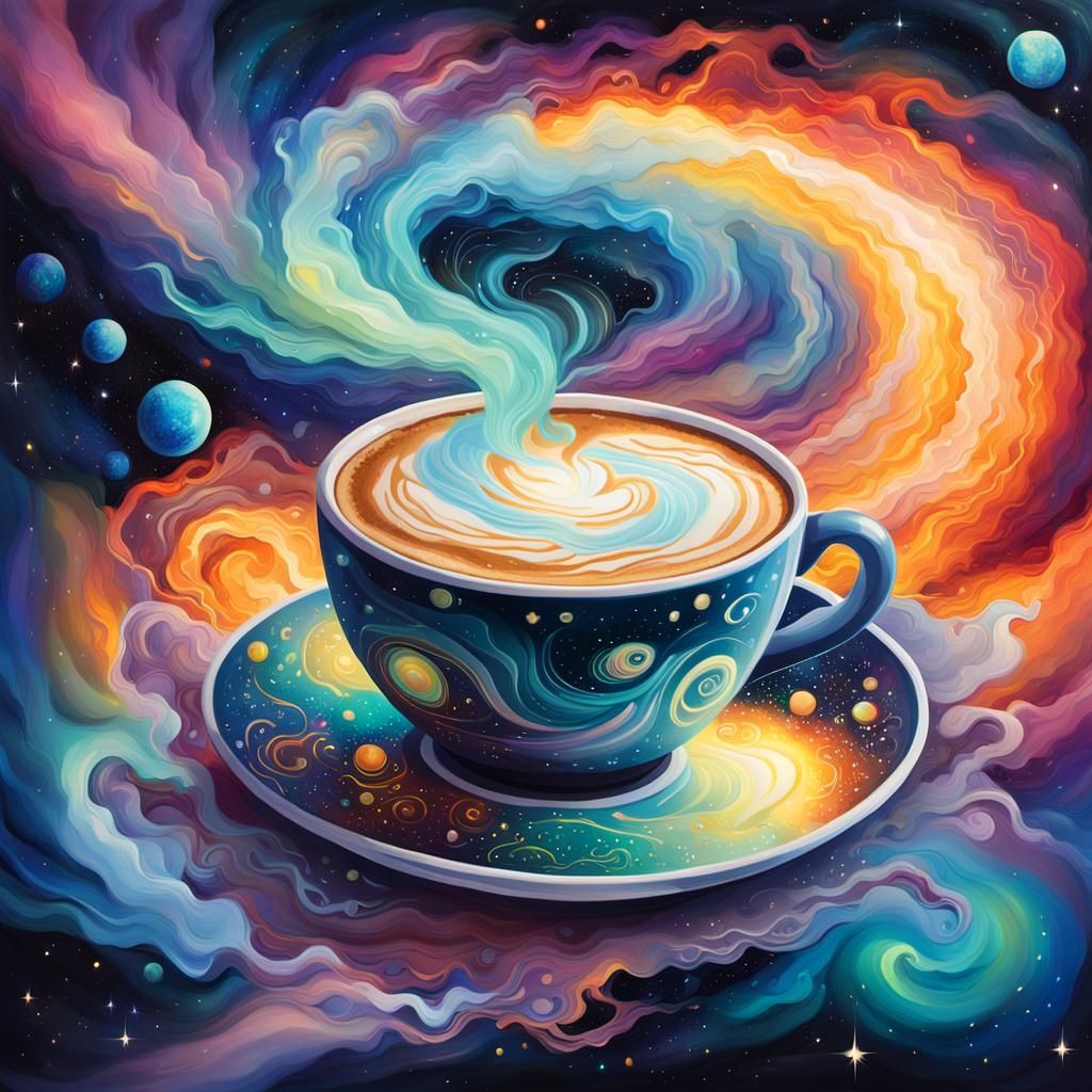 Cosmic Latte in Galaxy: Holographic Astral Illustration