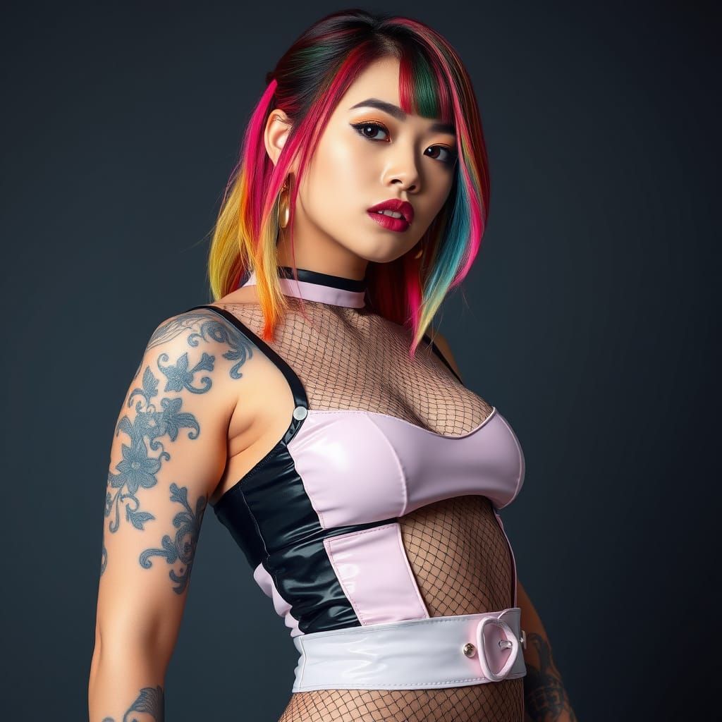 Colorful Japanese Woman in Pop Art Style