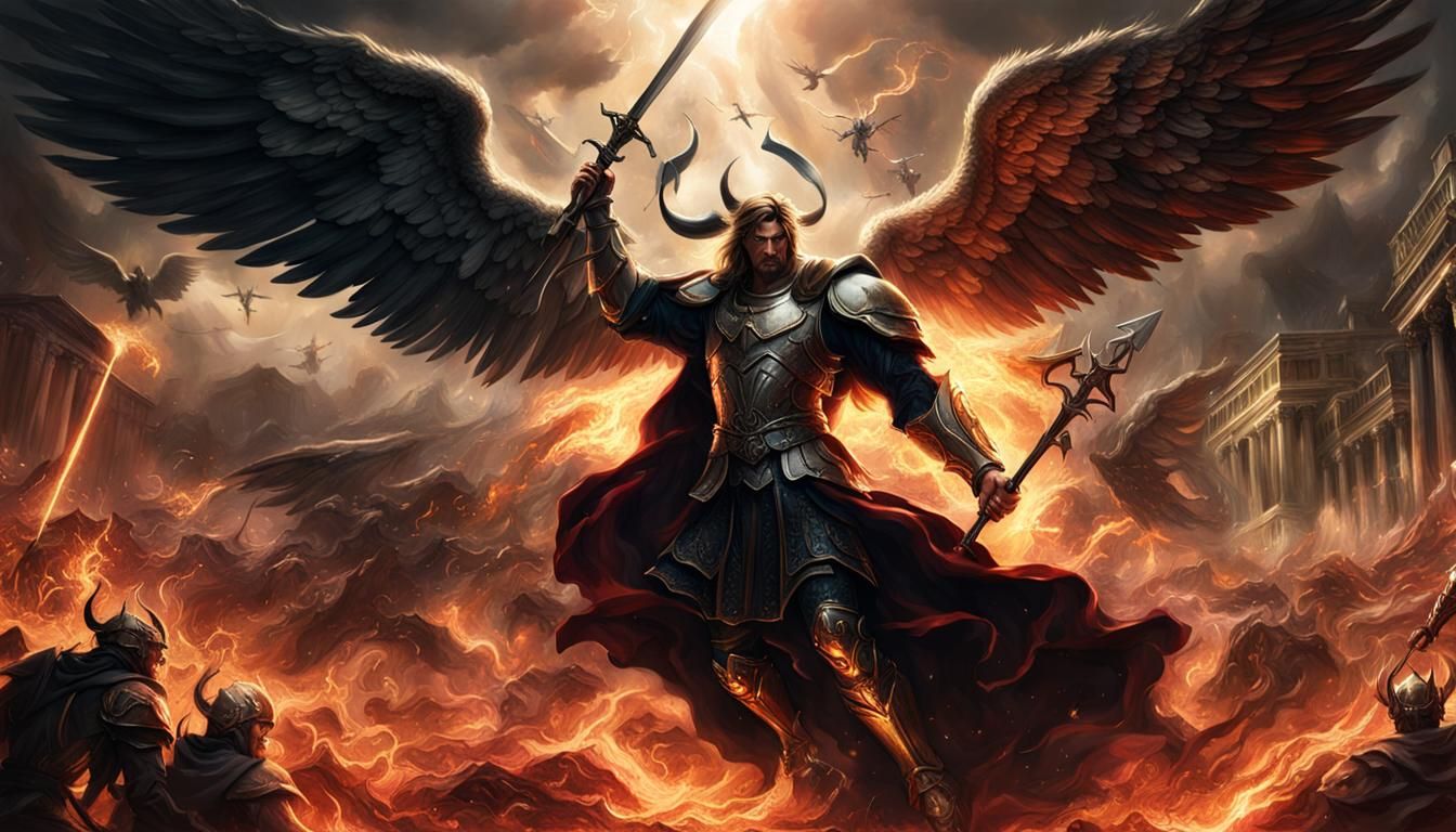 Epic Battle: Archangel Michael vs Satan in Digital Art