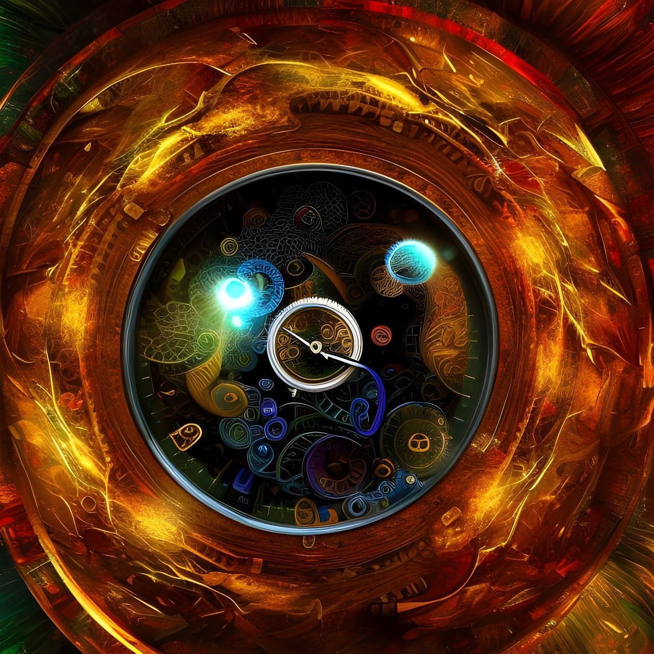 Surreal Woman with Clock in Dreamlike Landscape