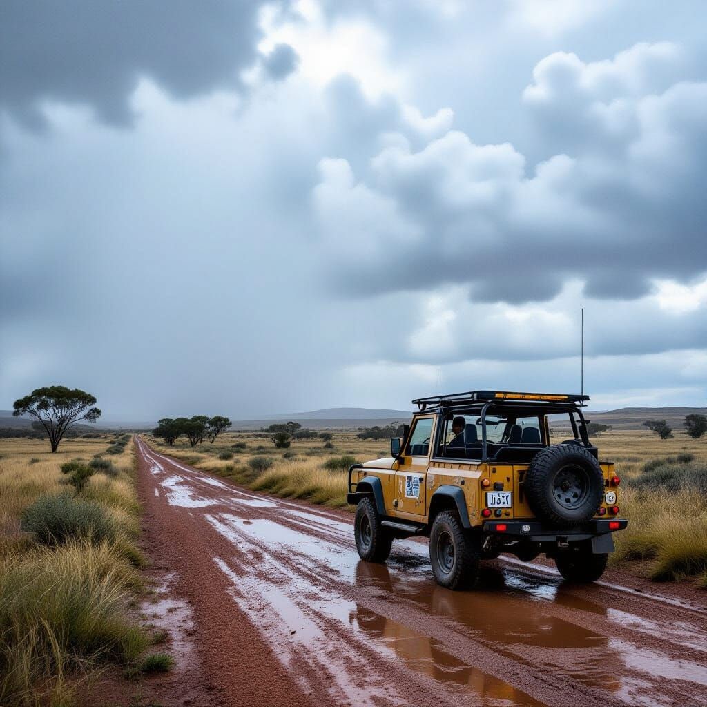 Rain Over Outback: Cinematic Film Still