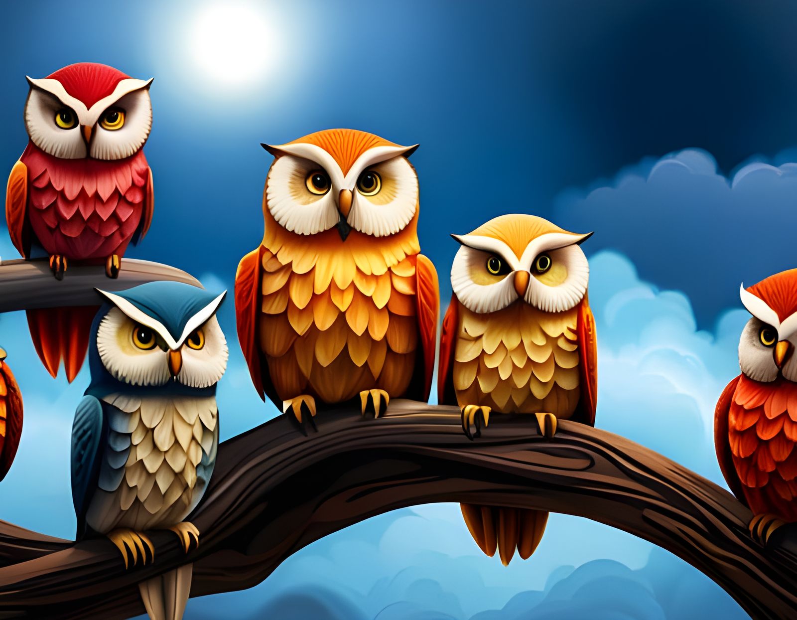 Intricate Owl Pattern in Colorful 3D Shading