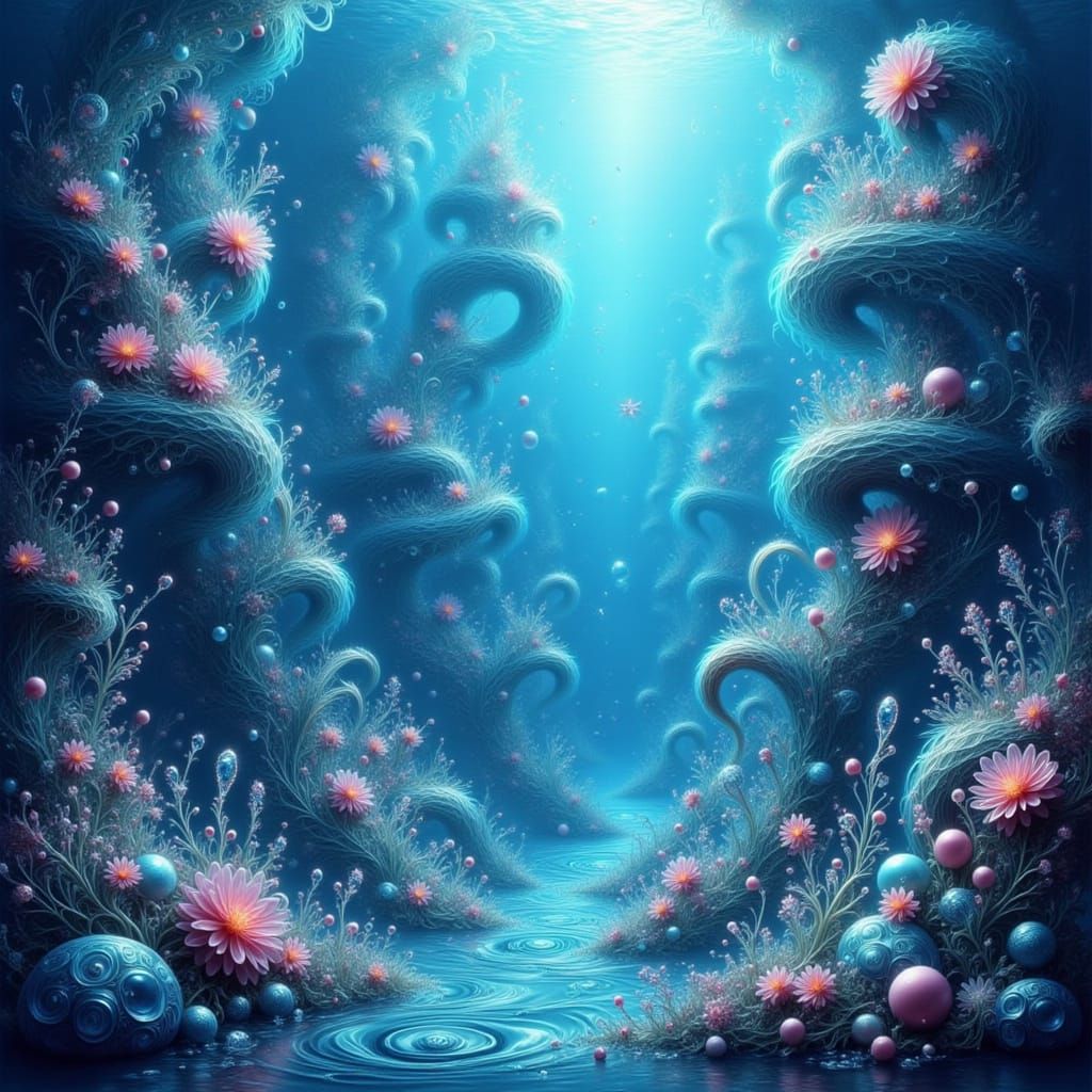 Ethereal Atlantis Underwater City in Shimmering Light