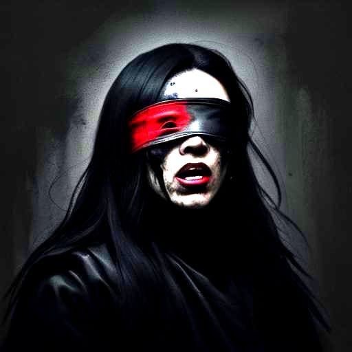 Brutalist Rage: Blindfolded Figure Screaming in Darkness