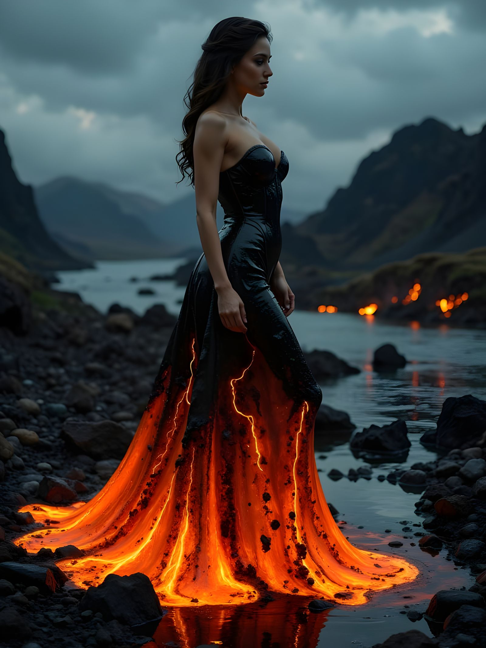 Lava Goddess Portrait in Hyperkraximalismus Style