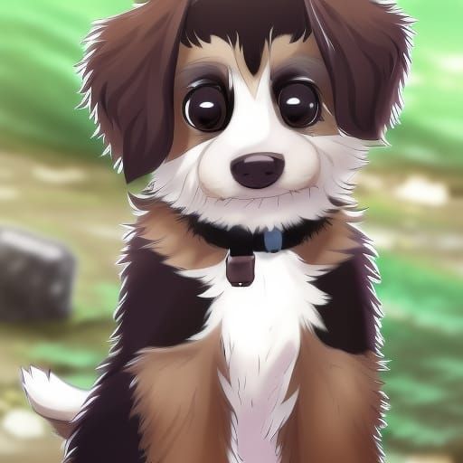 Adorable Bernese Mountain Dog Puppy in Anime Style