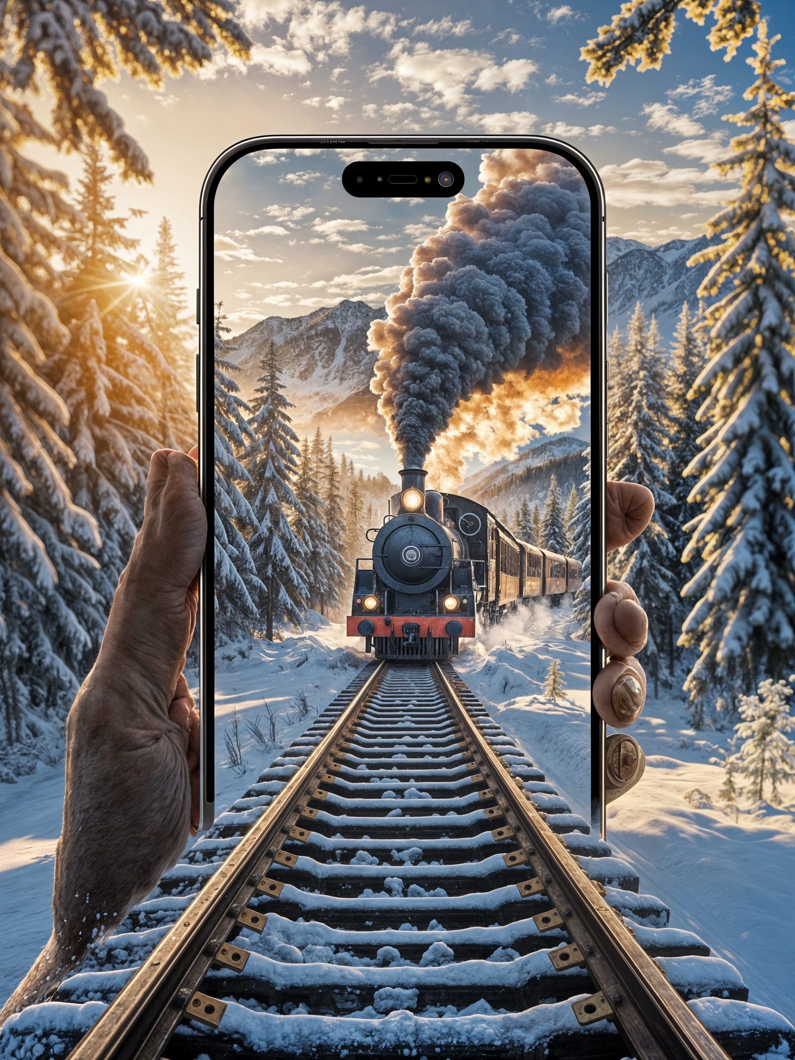 An iPhone on a sunny winter day...