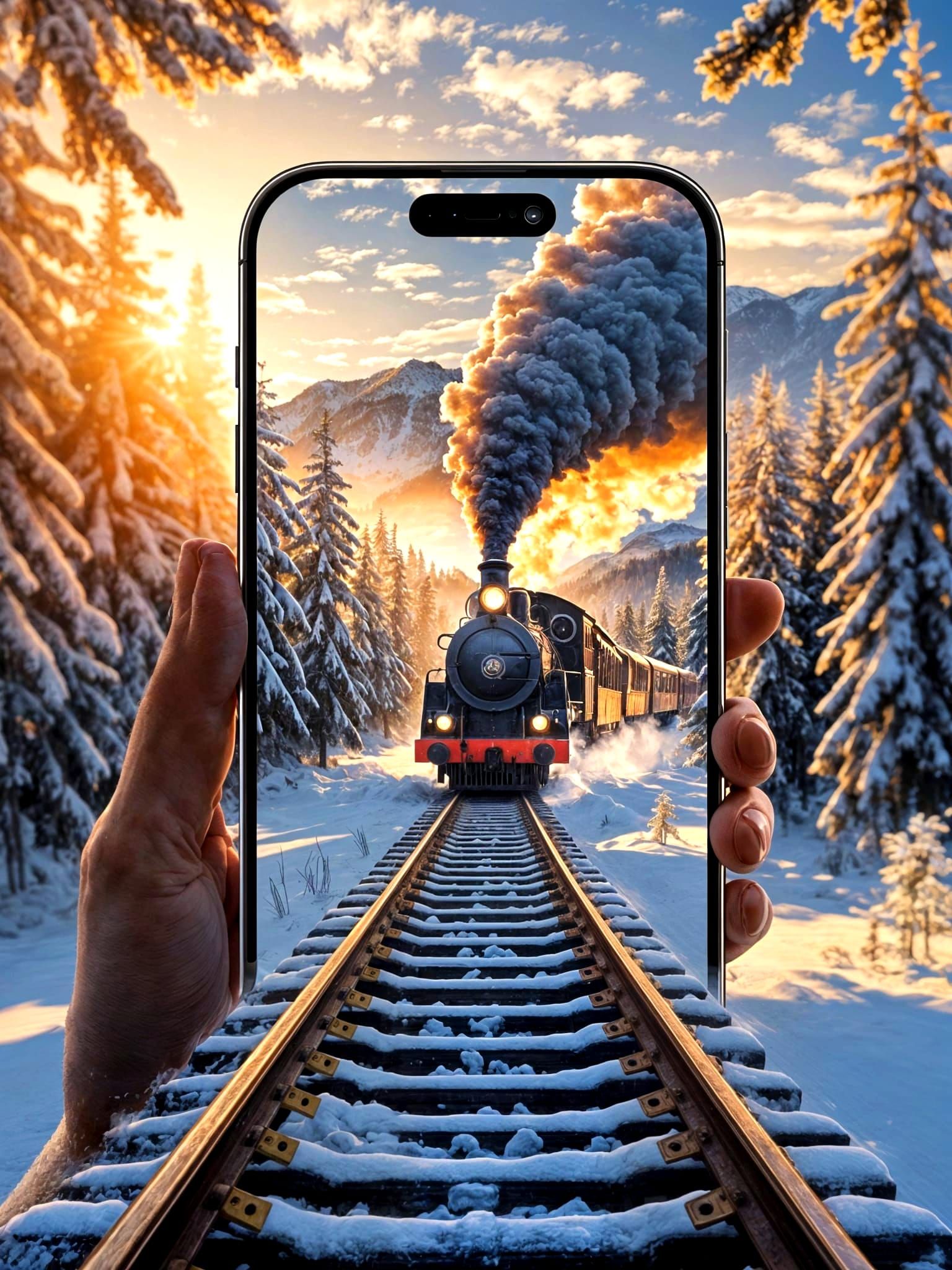 An iPhone on a sunny winter day...