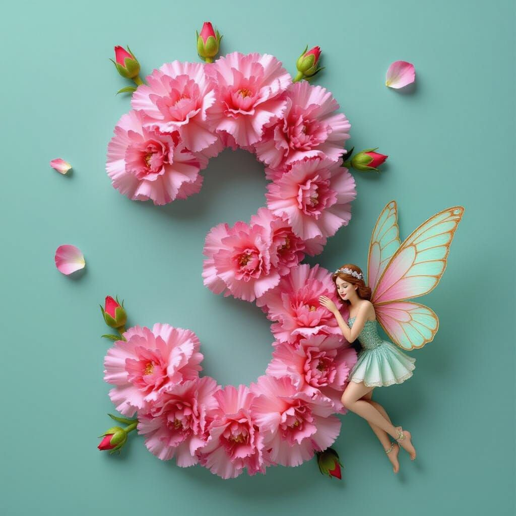 Pink Carnation Number 3 With Enchanting Fairy