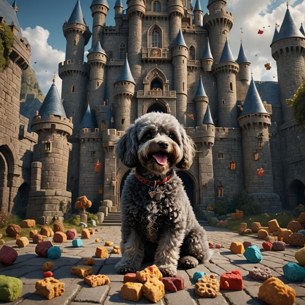 Grand Castle Ruled by Adorable Maltese Poodle