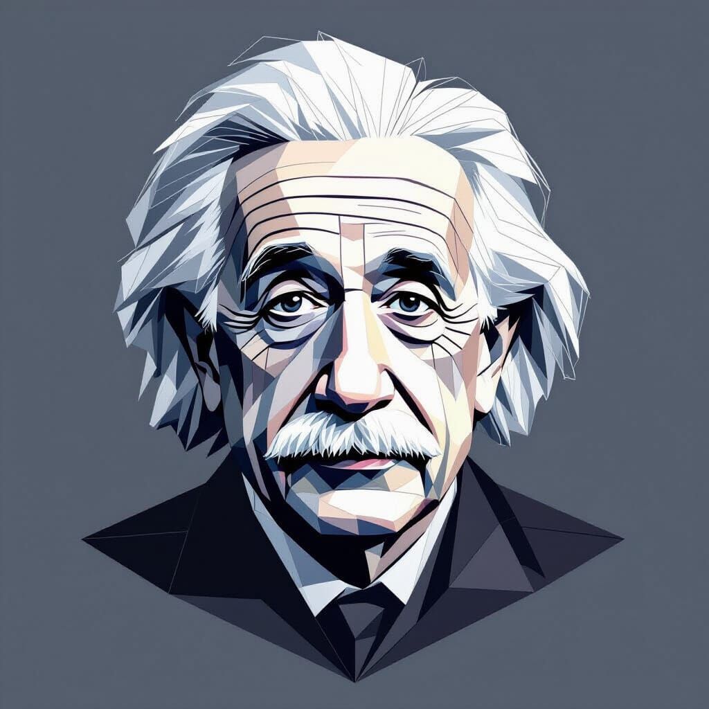 Geometric Einstein Portrait in Futuristic Style