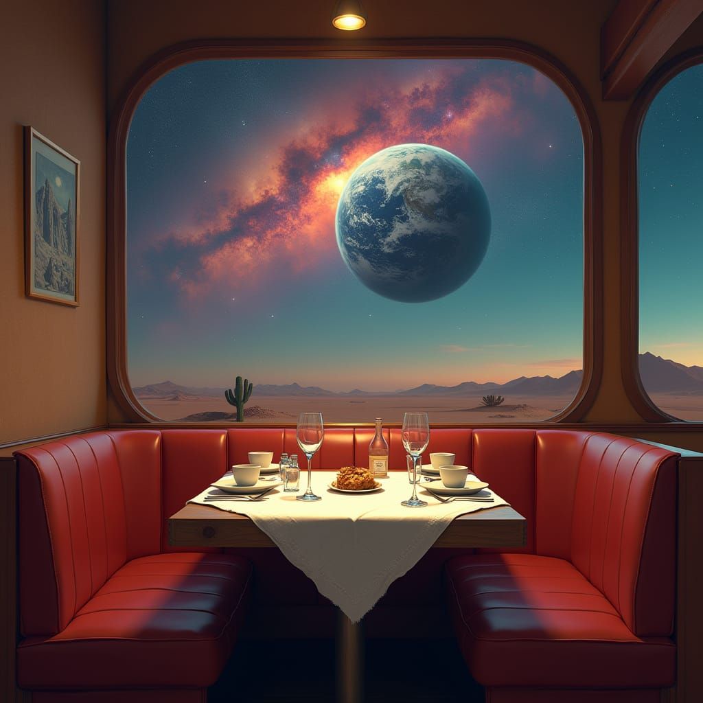 Galactic Universe in Miniature on Desert Diner Table