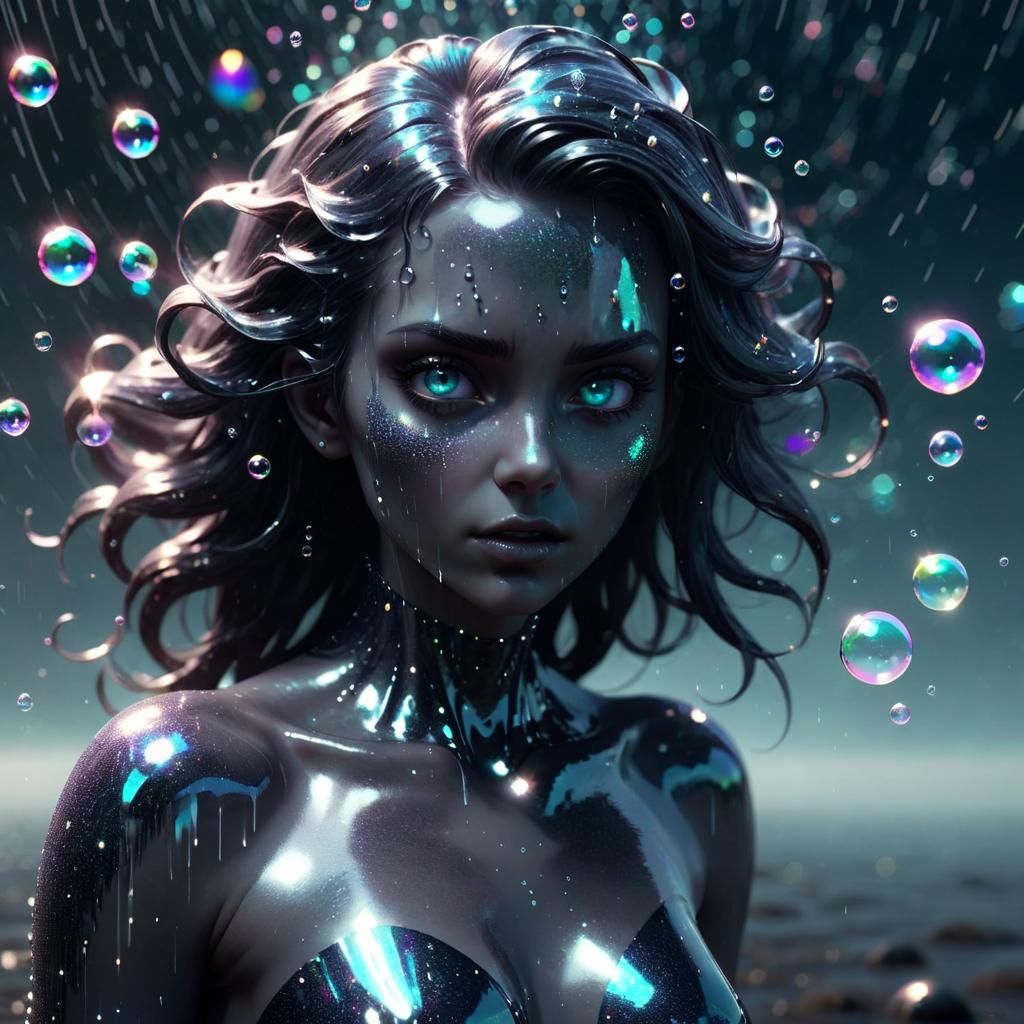 Stygian Elemental Tornado Woman in Glitchcore Style