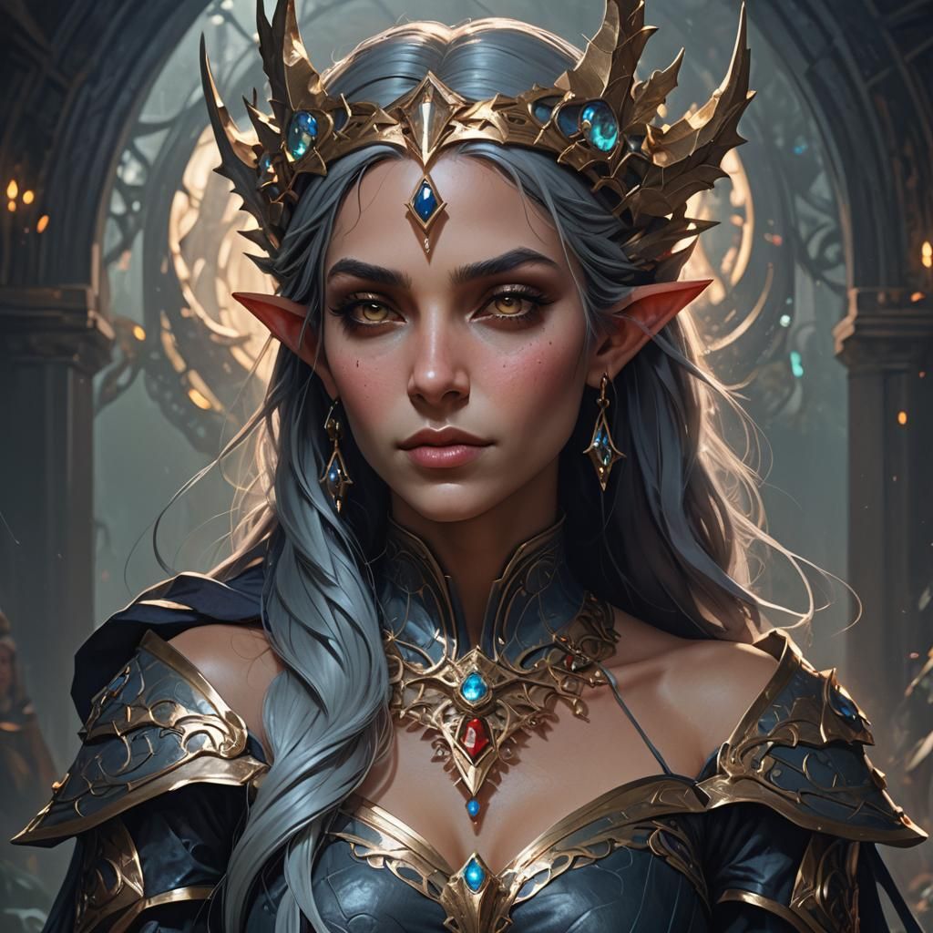 Dark Fantasy Elf Queen Portrait in 8K Resolution