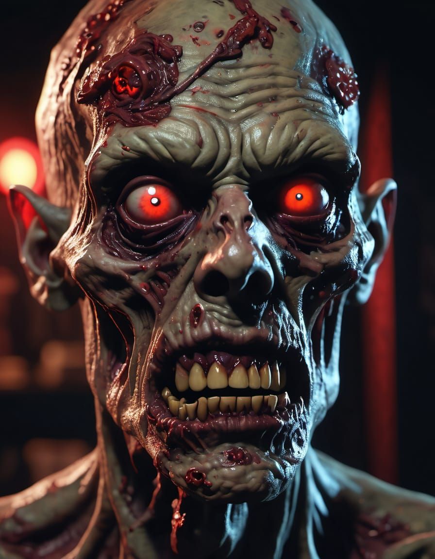 Eerie Cel-Shaded Zombie in Darkened Chamber