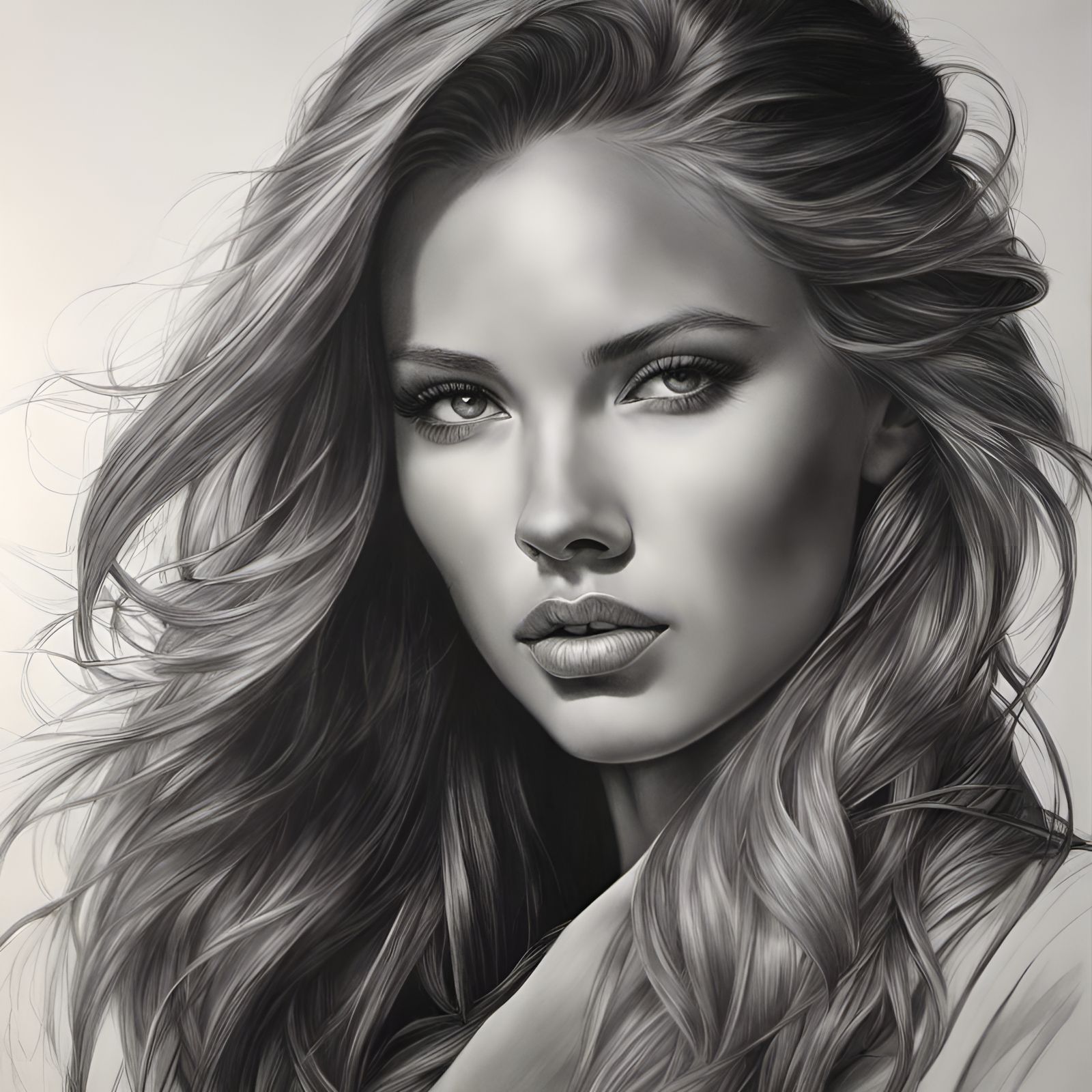 Edgy Pencil Portrait of Pretty Girl in Pop Style