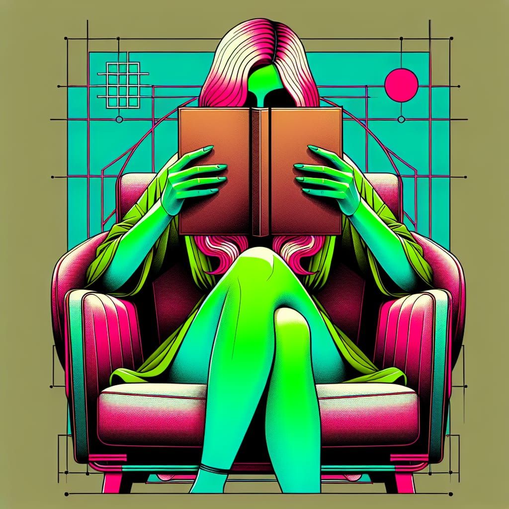Neon Woman in Bauhaus-Inspired Pop Art