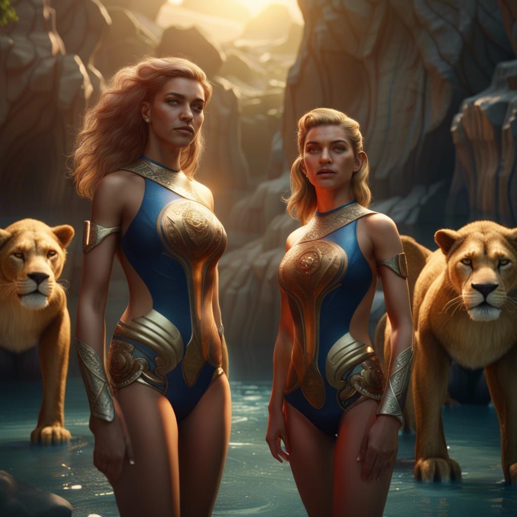 Lionesses and Girls in Swimsuits: Fantasy Concept Art