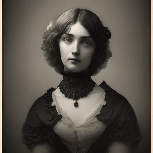 Victorian Woman Daguerreotype in Black and White