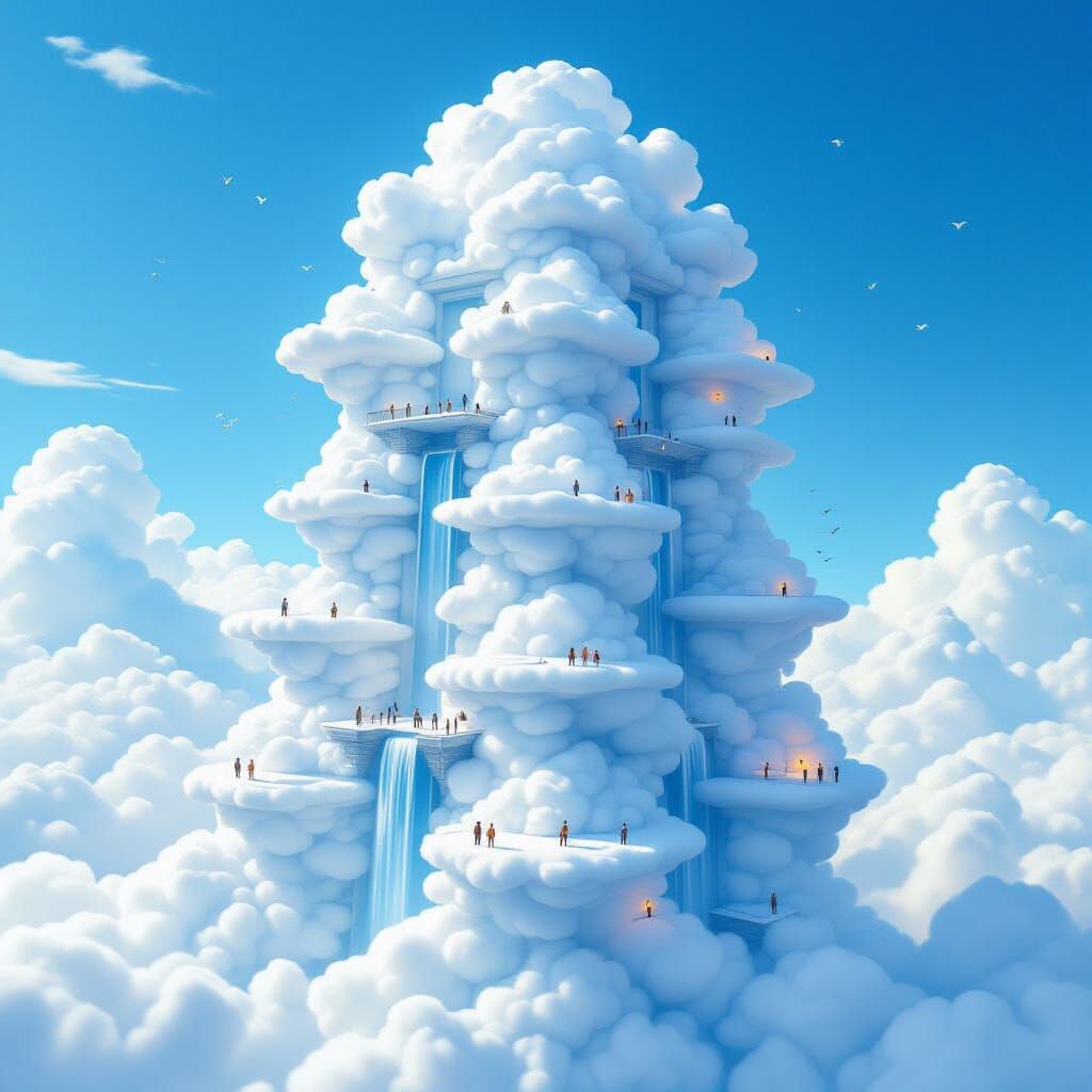 Colossal Cloud Skyscraper in a Vivid Blue Sky