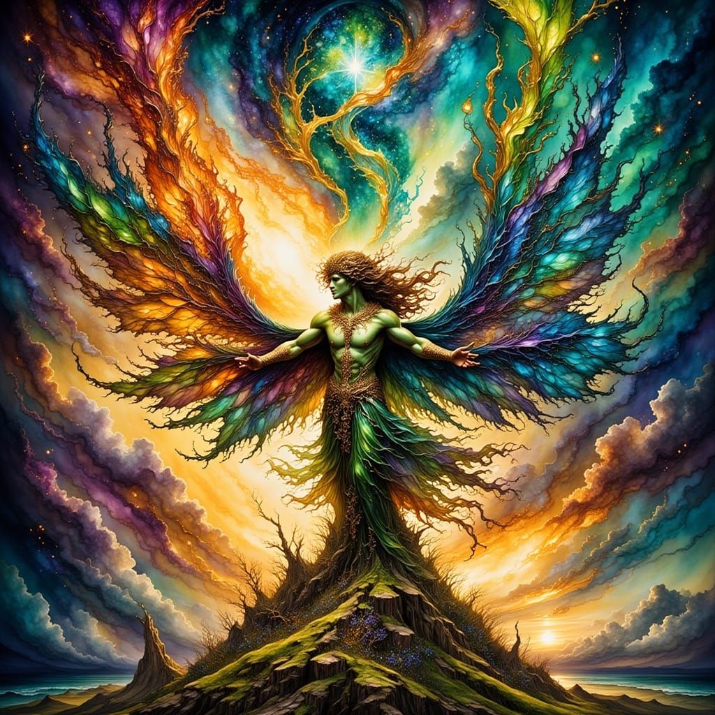 Celestial Beings Dance in Cosmic Vortex