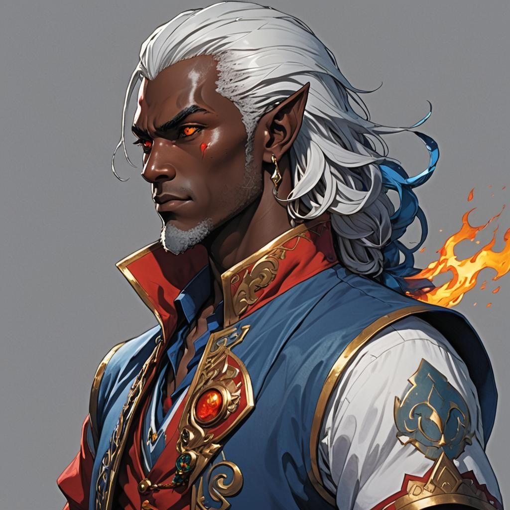Fire Genasi Student in Anime Style