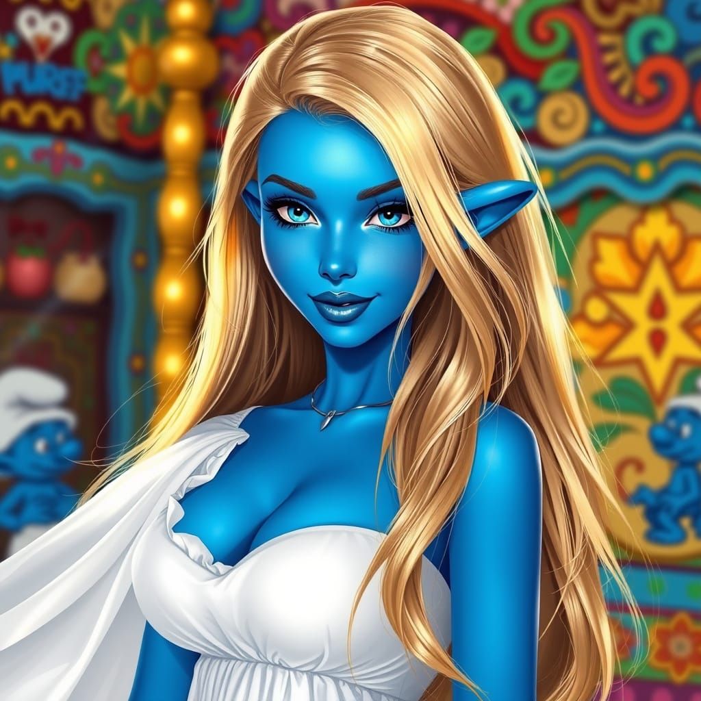 Vibrant Blue Goddess in White