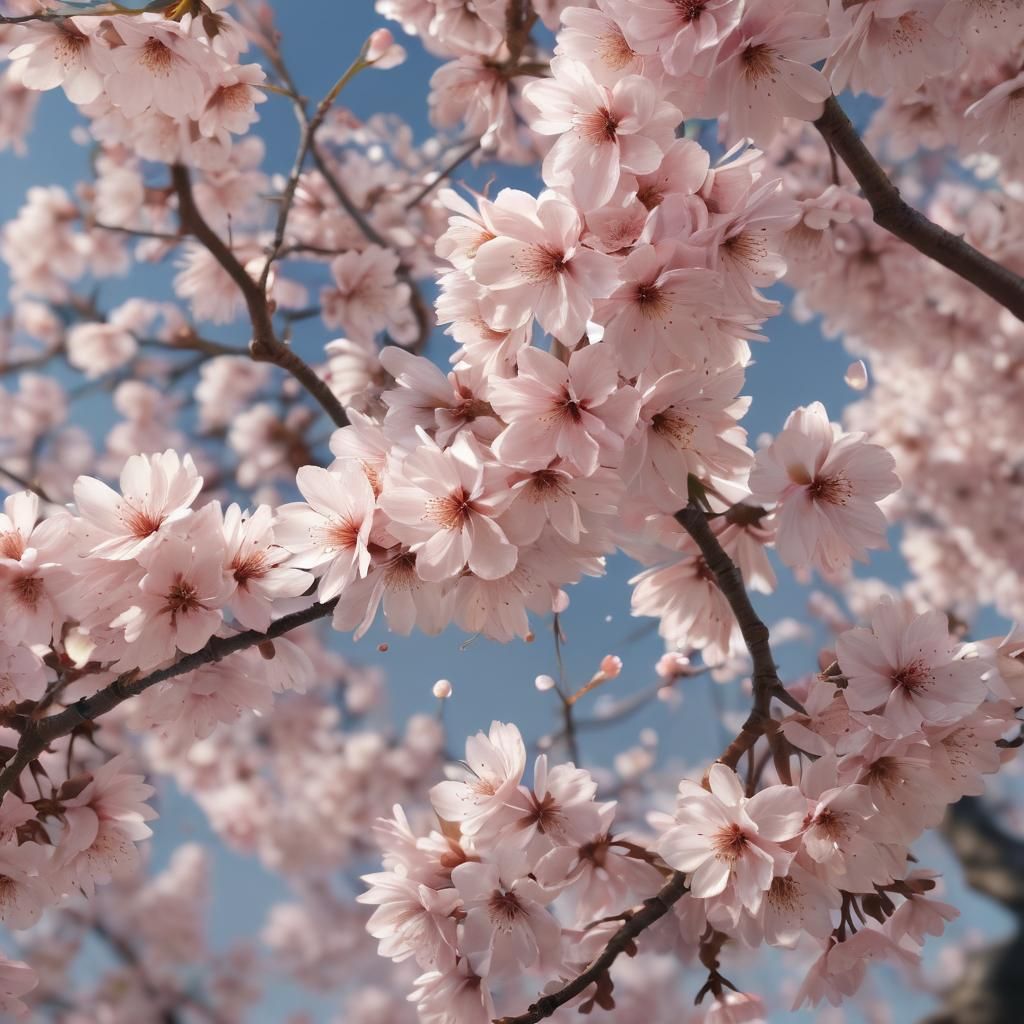 Detailed Cherry Blossoms in 3D Anime Style