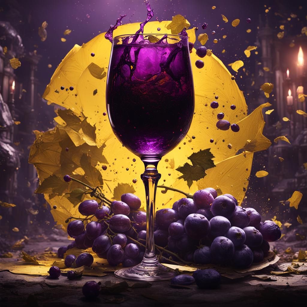 Wine Glass in Dark Fantasy Trash Polka Style