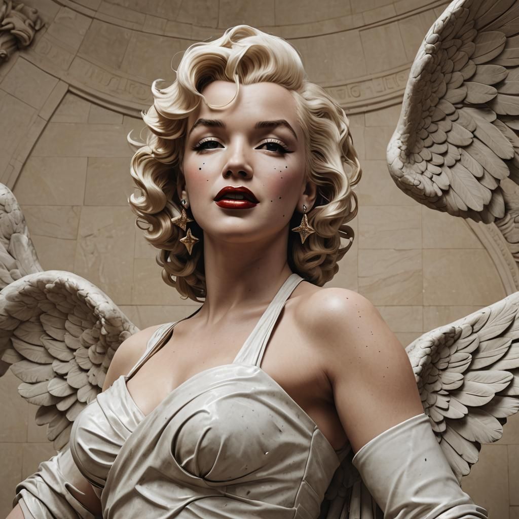 Marilyn Monroe as Winged Victory Louvre Statue