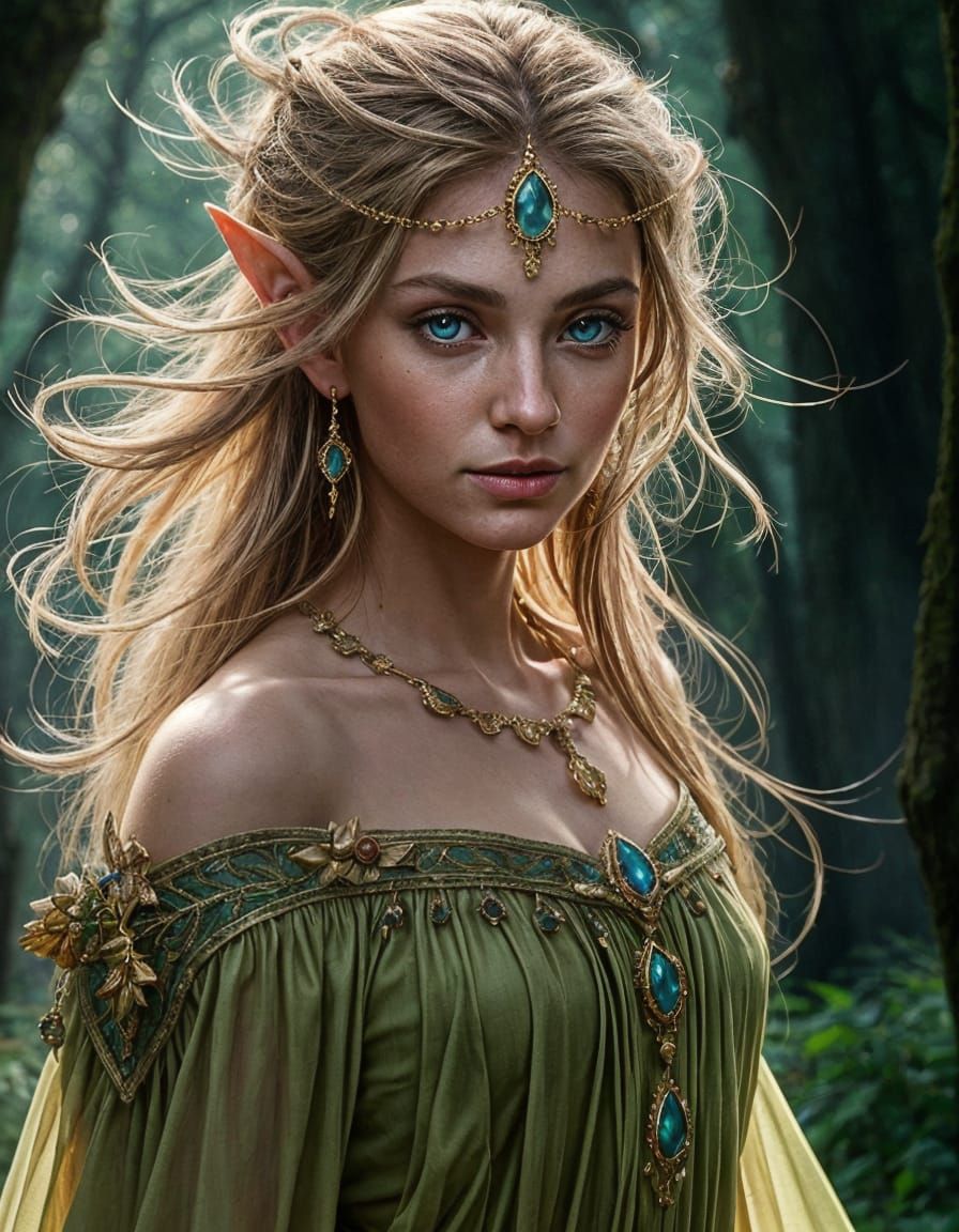 A realistic elven portrait of a beautiful elf female