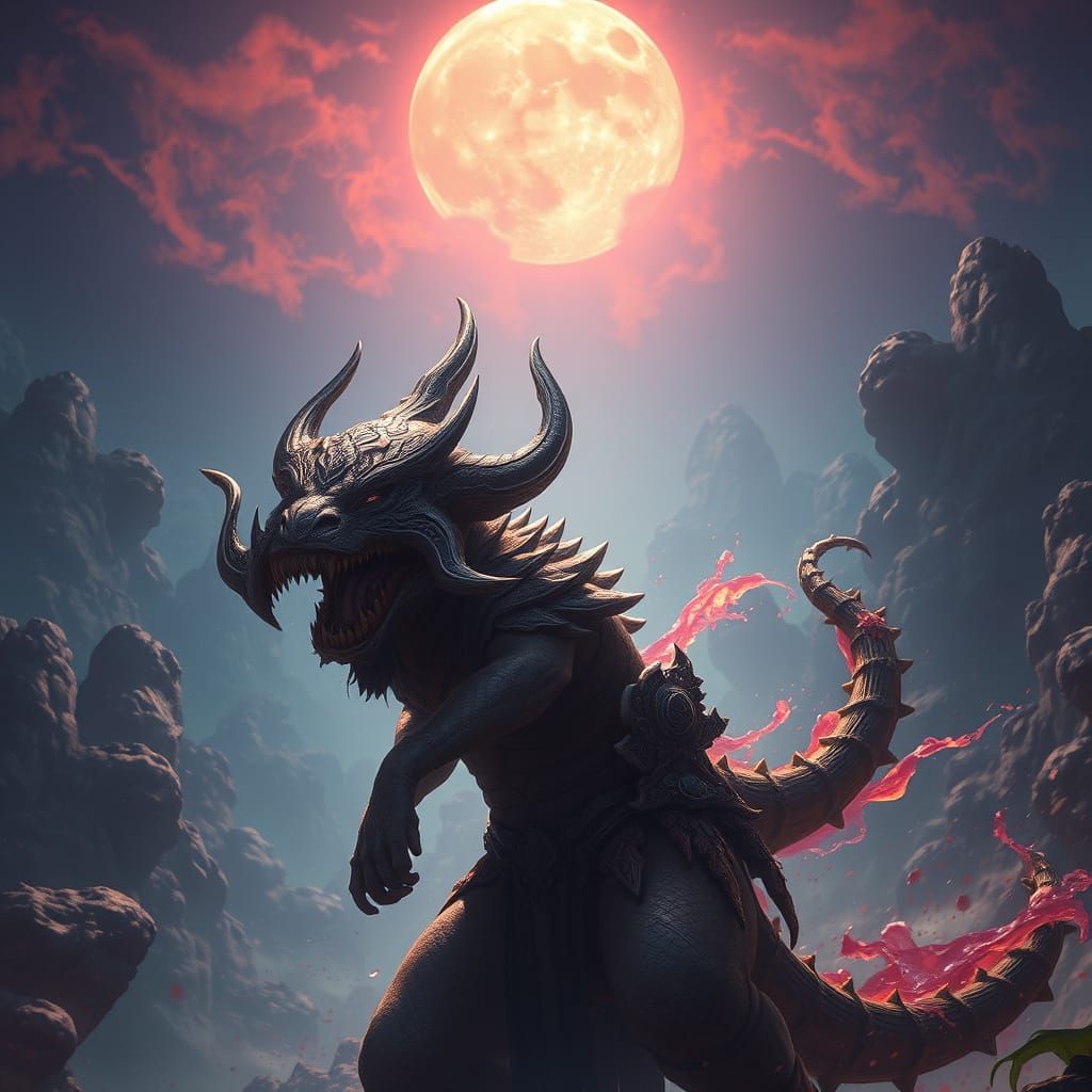 Epic Yoma Fantasy Landscape in Deep Colors