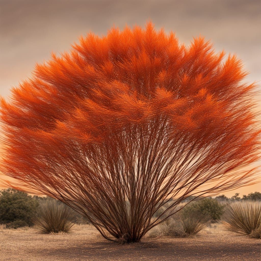 Australian Casuarina Tree in Vibrant Orange and Red