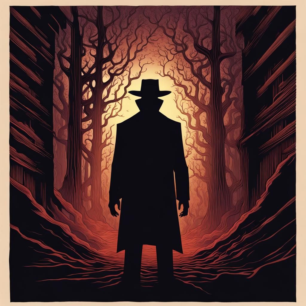 Eldritch Shadow Man Silhouette in Comic Book Art