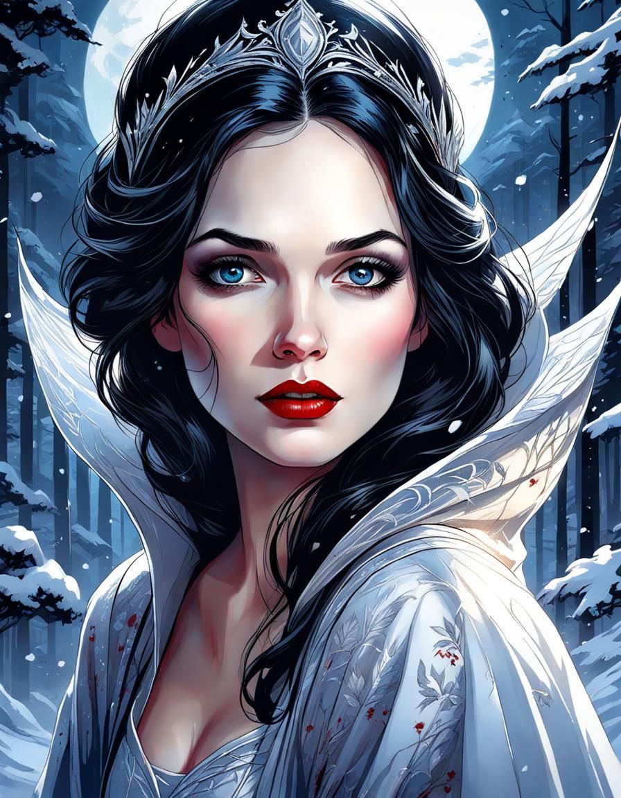Snow White as Vampire in Detailed Fantasy Art