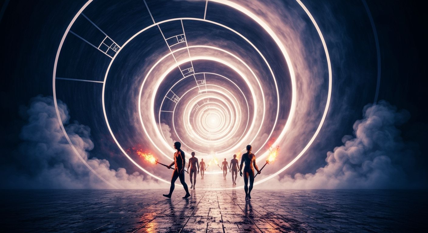 Ethereal Vortex of Steam with Geometric Figures