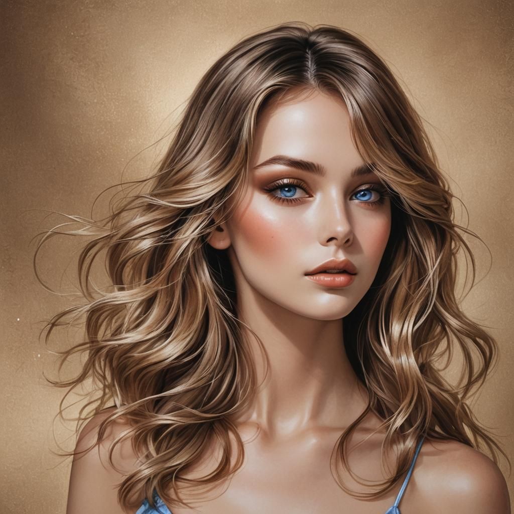 Sensual Tanned Nude with Brown Hair at Sunset