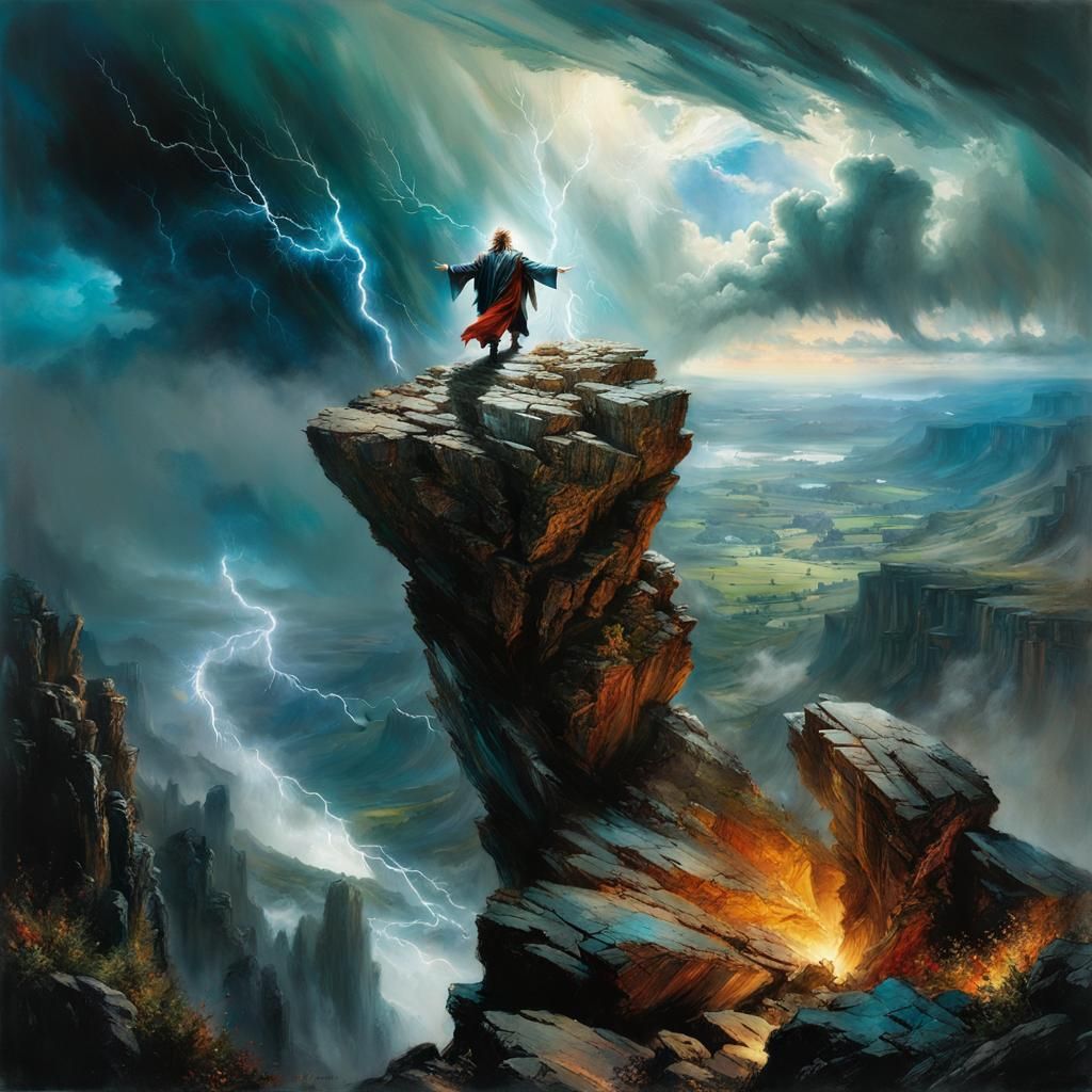 Wizard Conjures a Tornado: Hyperdetailed Fantasy Art