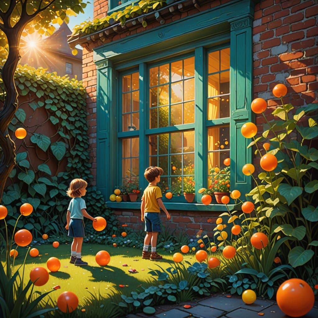 Surreal Garden Scene in Cinematic Style