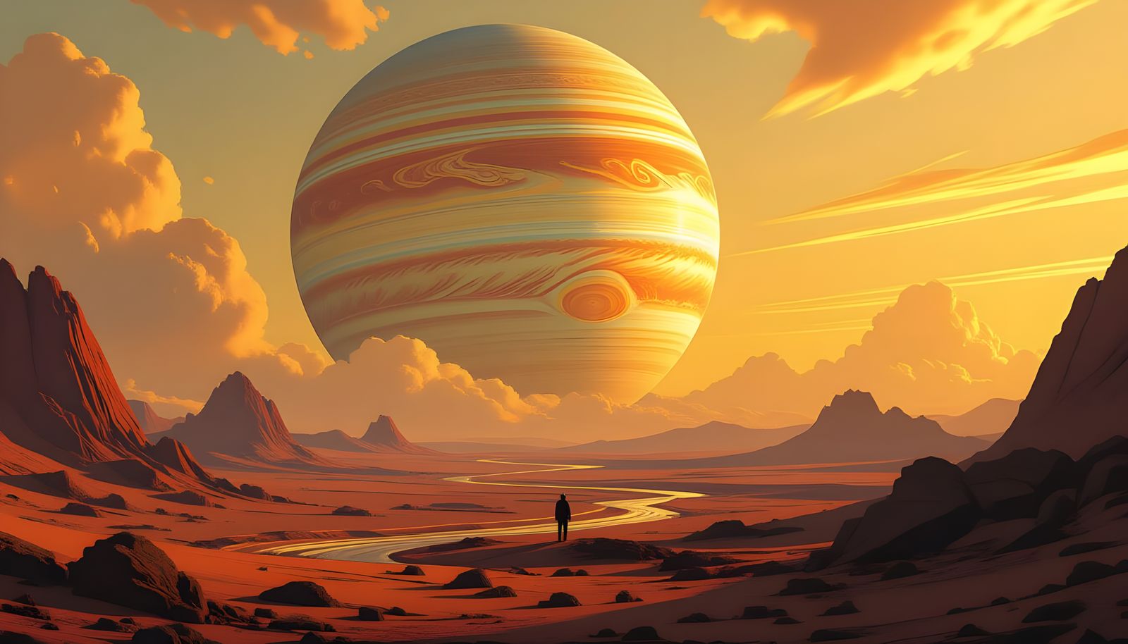 Spectacular Jupiter View in Neo-Impressionist Style