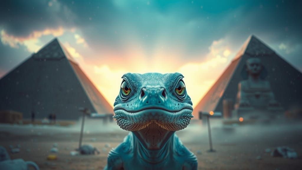 Surreal Blue-Tongued Skink Lost in Dreamlike Haze