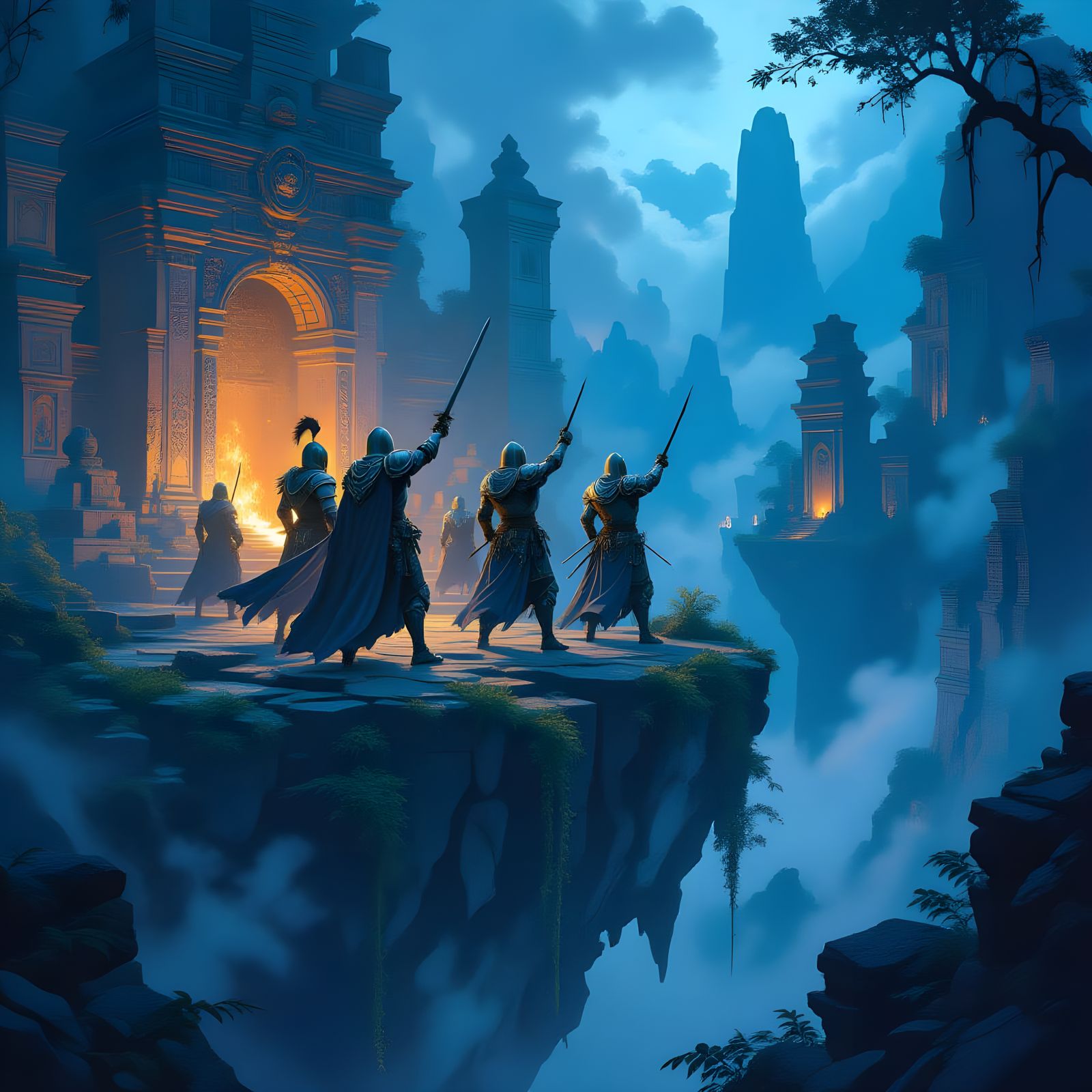 Knights on Floating Island: Matte Painting