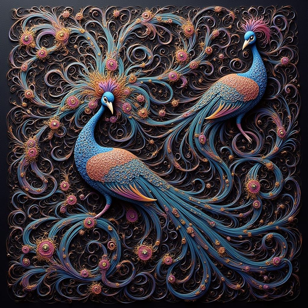Ethereal Peacock Masterpiece in Vibrant Gothic Surrealism