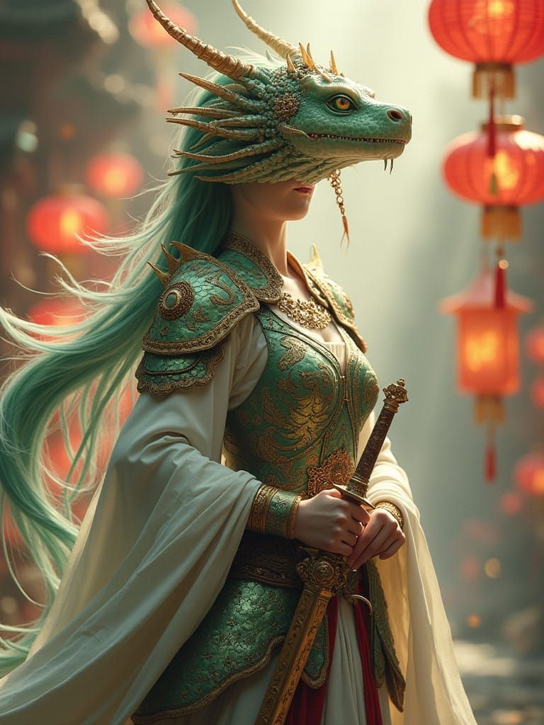 Ethereal Chinese Warrior Goddess Celebrates Lunar New Year