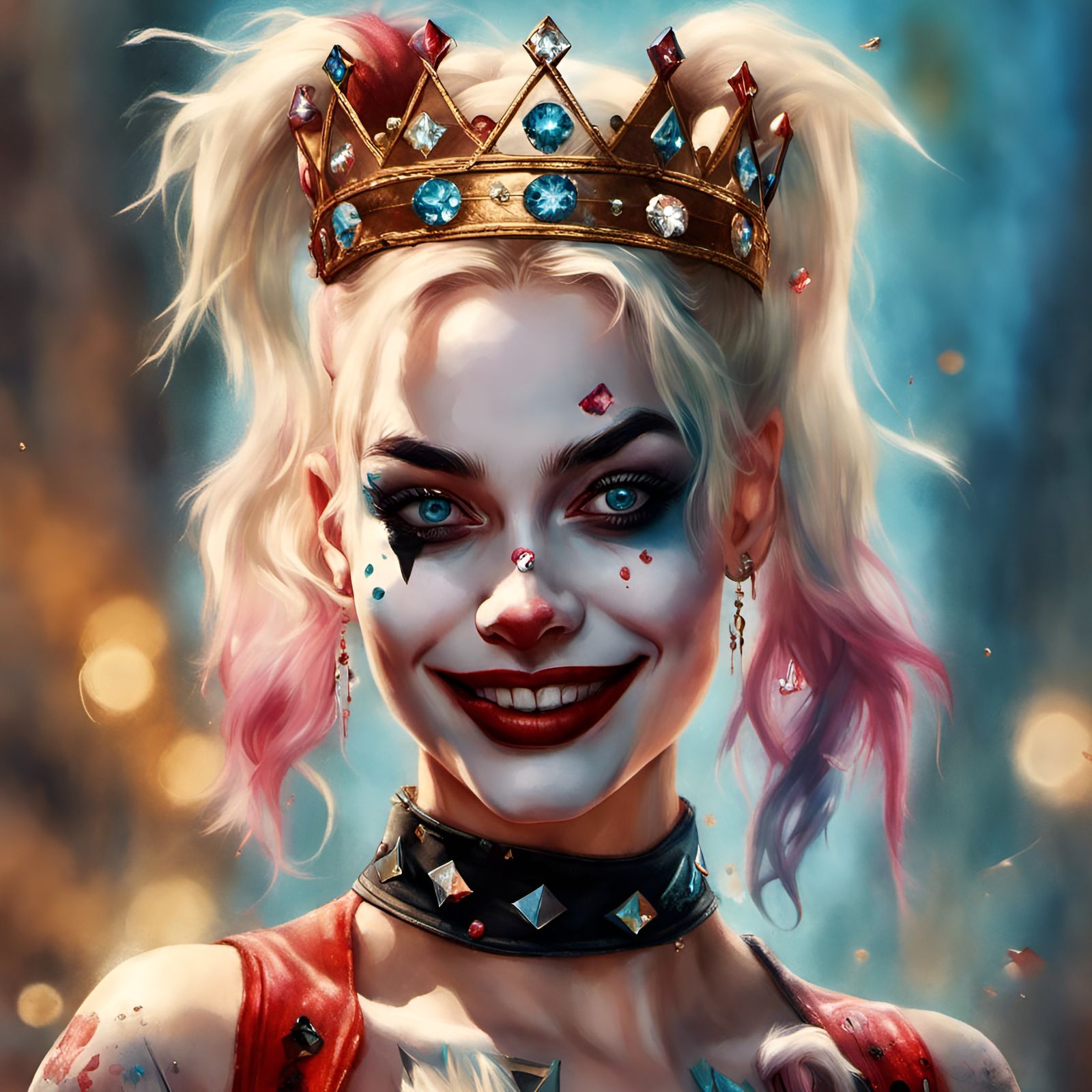 Harley Quinn Portrait in Digital Illustration Style