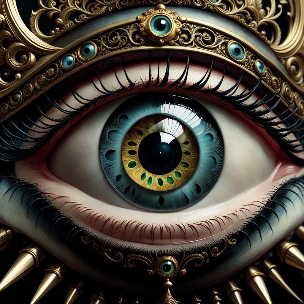 Ornate Eldritch Eye Macro in Surreal Style