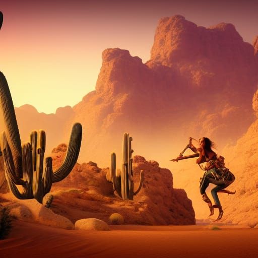 Desert Snake Fight: Fantasy Concept Art