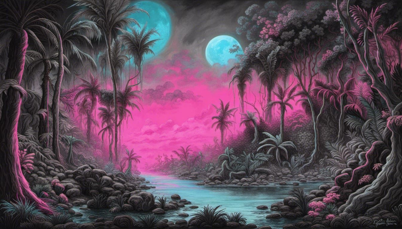 Dying Earth: Exotic Jungle in Synthwave Horror Style