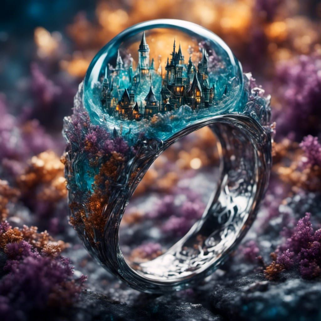 Resin Ring Fairy Village Macro Photography
